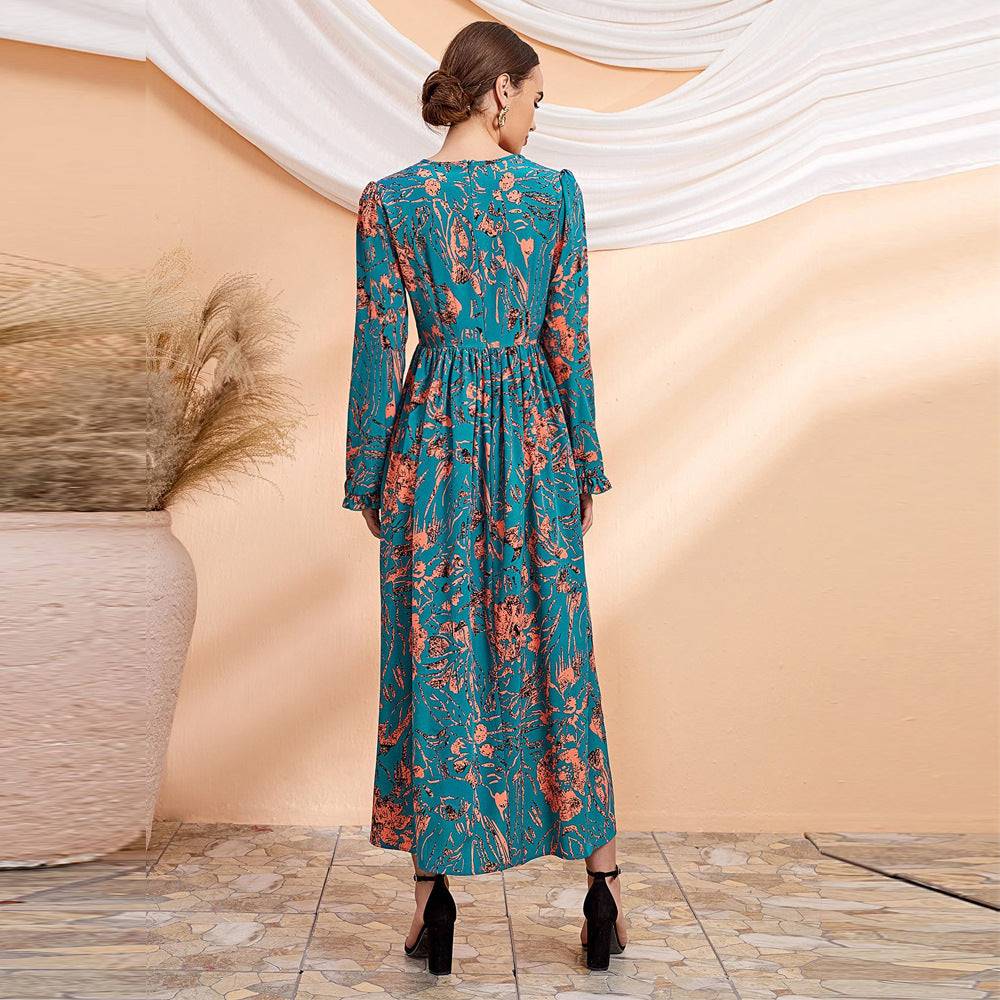 Digital Printing High Waist Big Swing Dress in - by Malbusaat