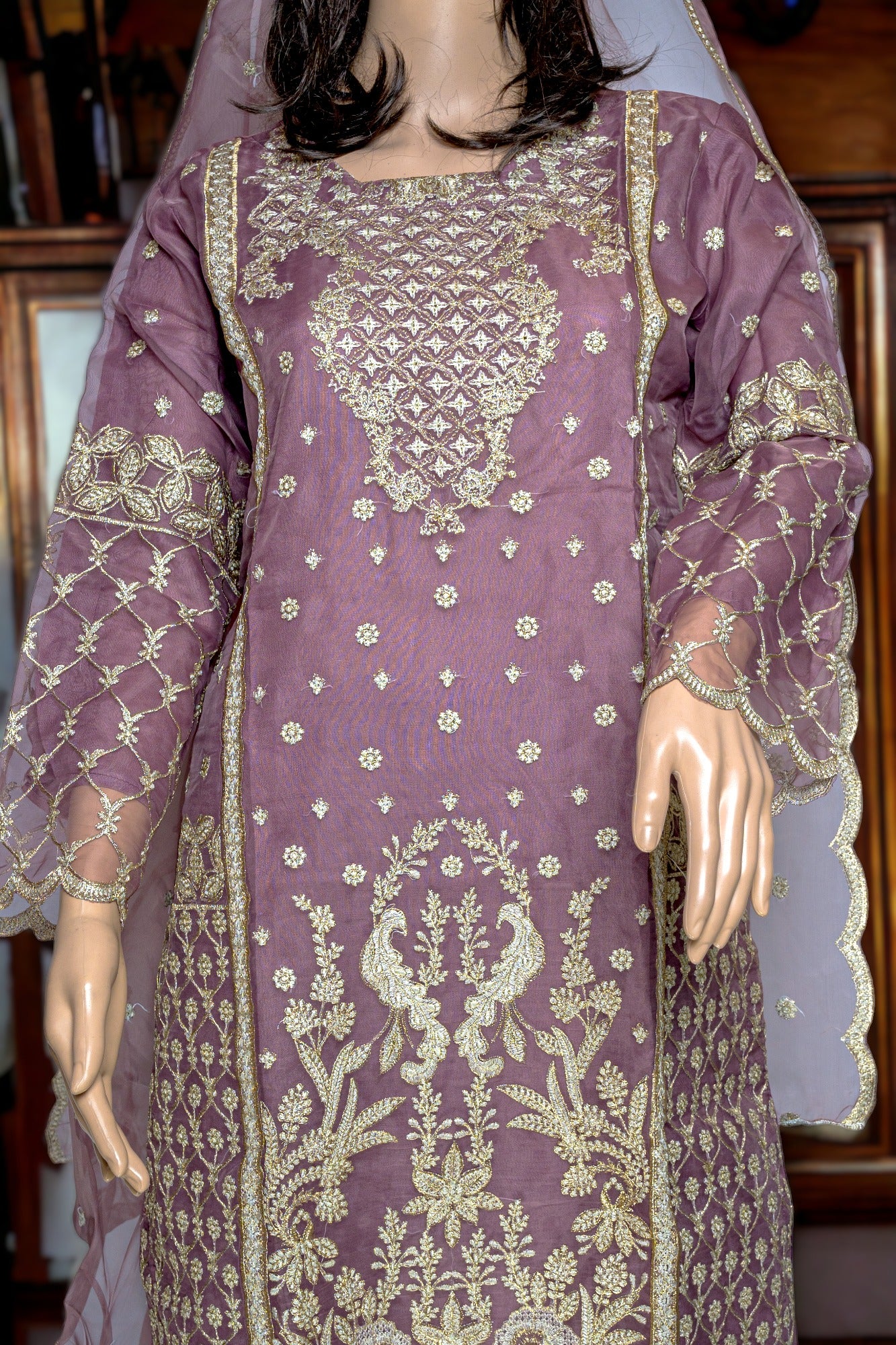EMBROIDERED ORGANZA FORMAL DRESS in - Pakistani Dress by Malbusaat