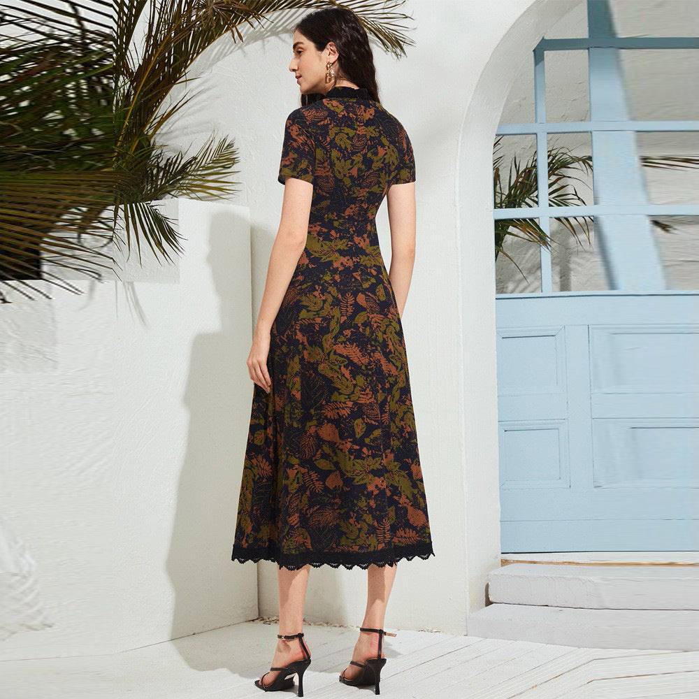 Elegant Autumn High Waist Geometric Dress in - Maxi Dress by Malbusaat