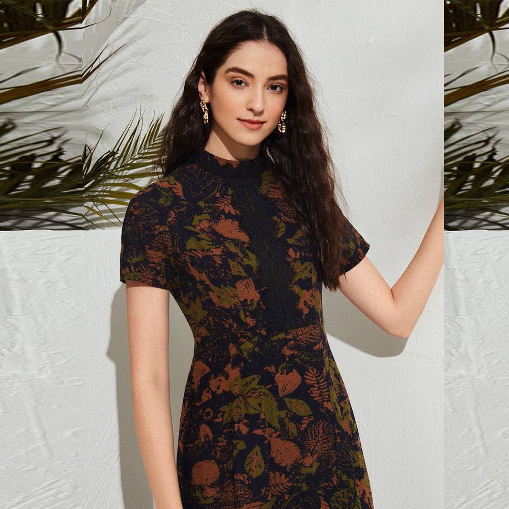Elegant Autumn High Waist Geometric Dress in - Maxi Dress by Malbusaat