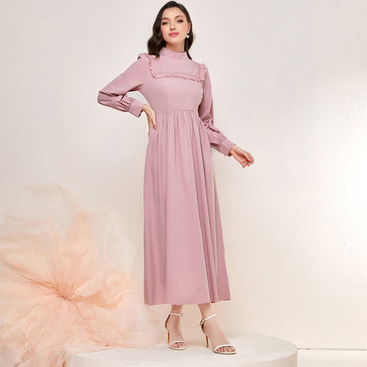 Elegant Autumn High Waist Maxi Dress in - by Malbusaat