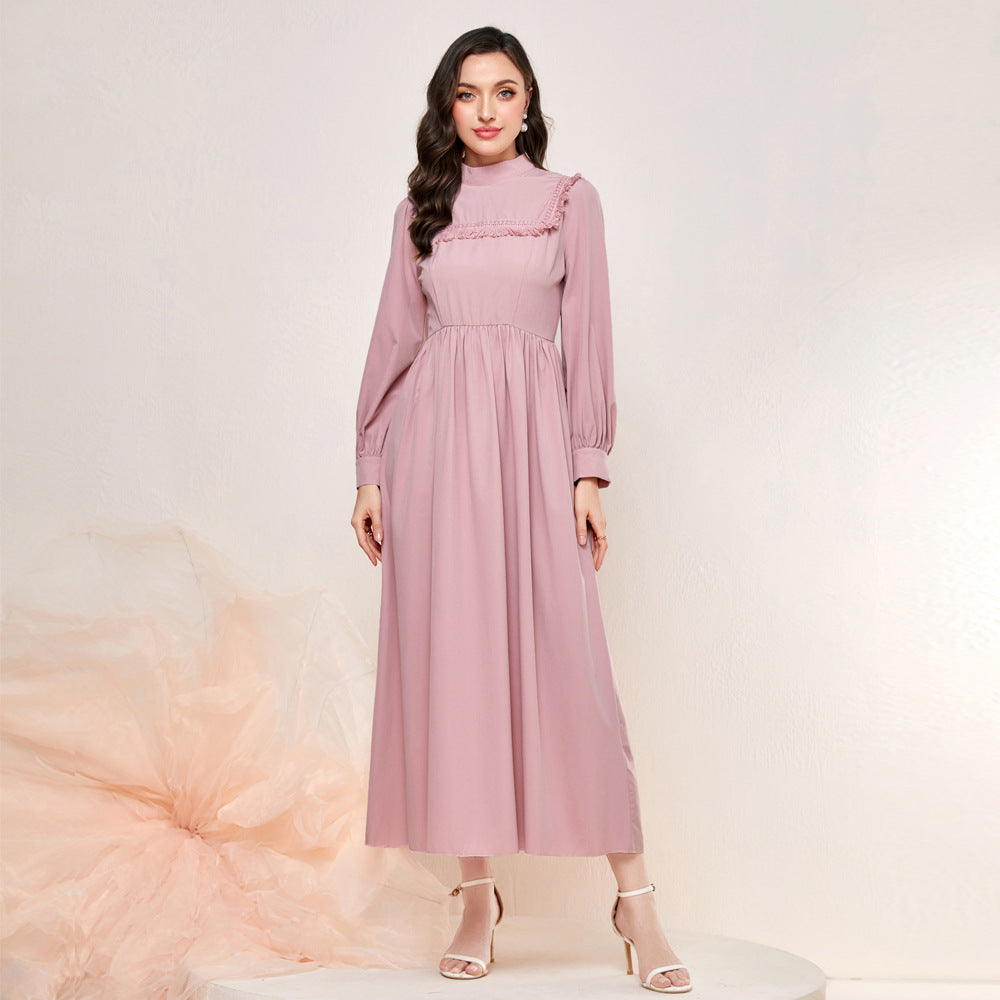 Elegant Autumn High Waist Maxi Dress in - by Malbusaat