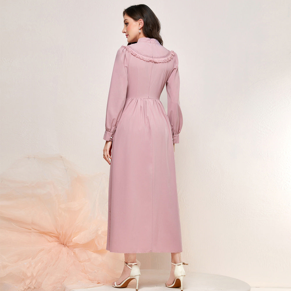 Elegant Autumn High Waist Maxi Dress in - by Malbusaat