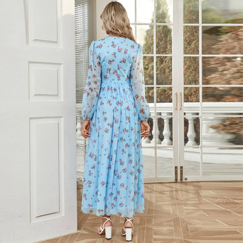 Elegant Autumn High Waist V-Neck Maxi in - by Malbusaat