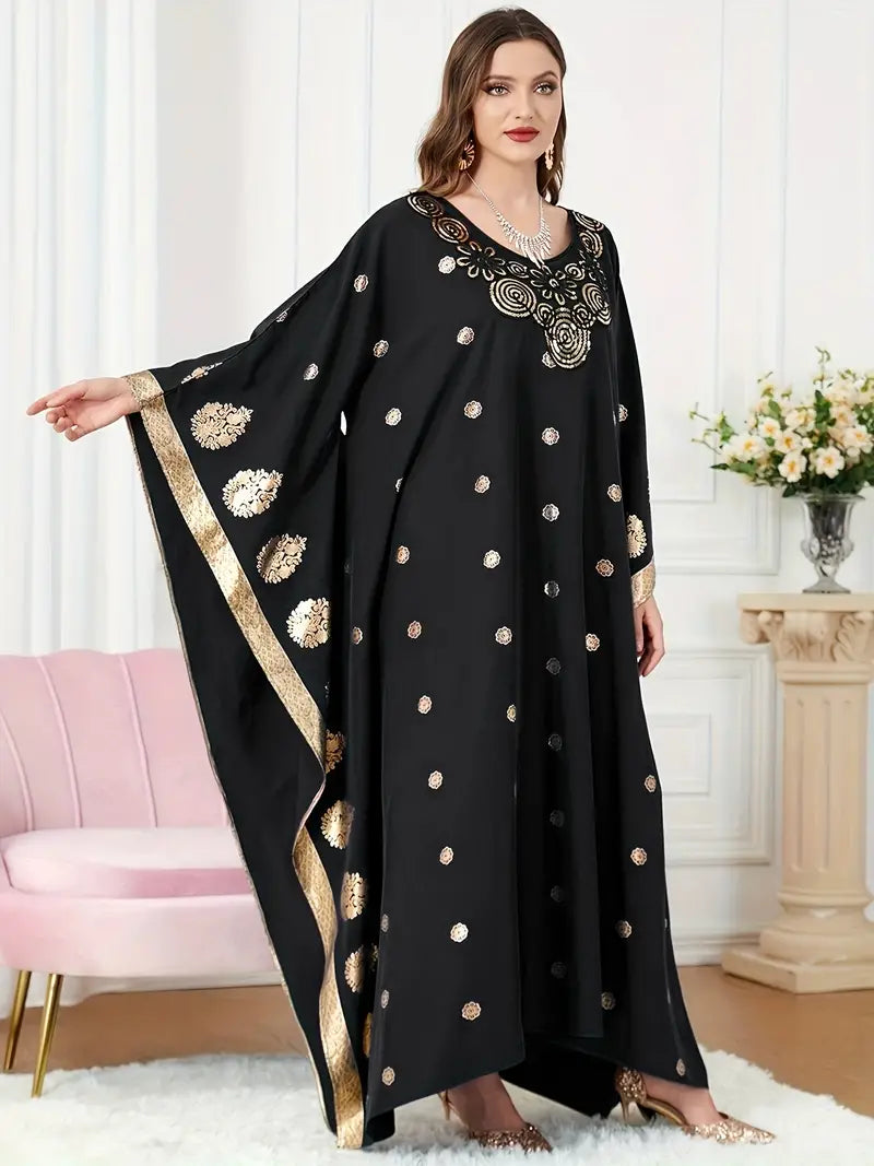 Elegant Graphic Print Maxi Kaftan Abaya Dress in - by Malbusaat