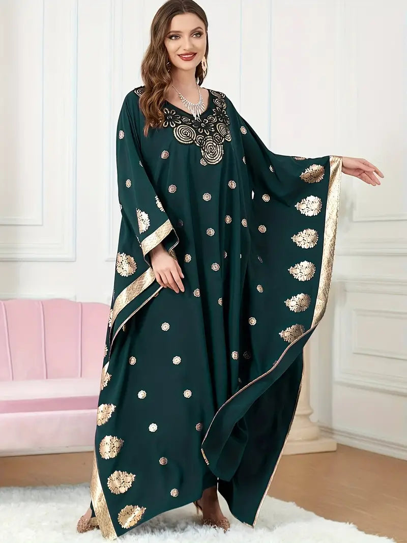 Elegant Graphic Print Maxi Kaftan Abaya Dress in - by Malbusaat
