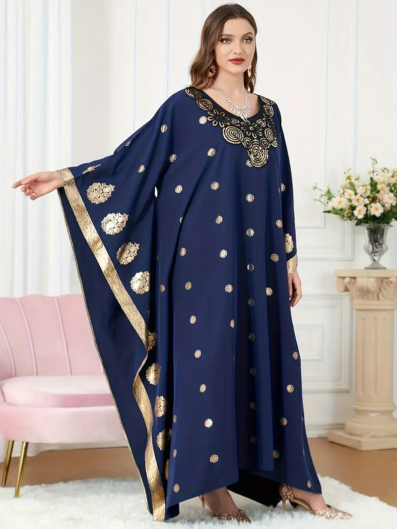 Elegant Graphic Print Maxi Kaftan Abaya Dress in - by Malbusaat