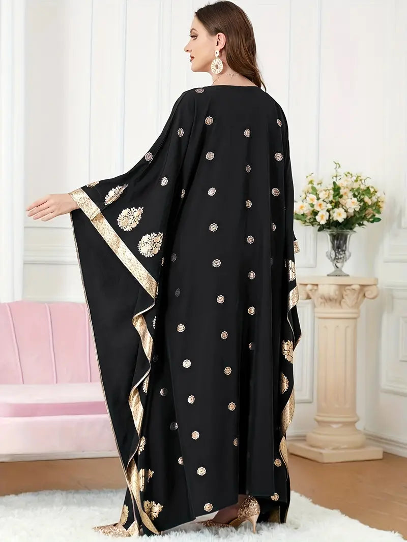 Elegant Graphic Print Maxi Kaftan Abaya Dress in - by Malbusaat