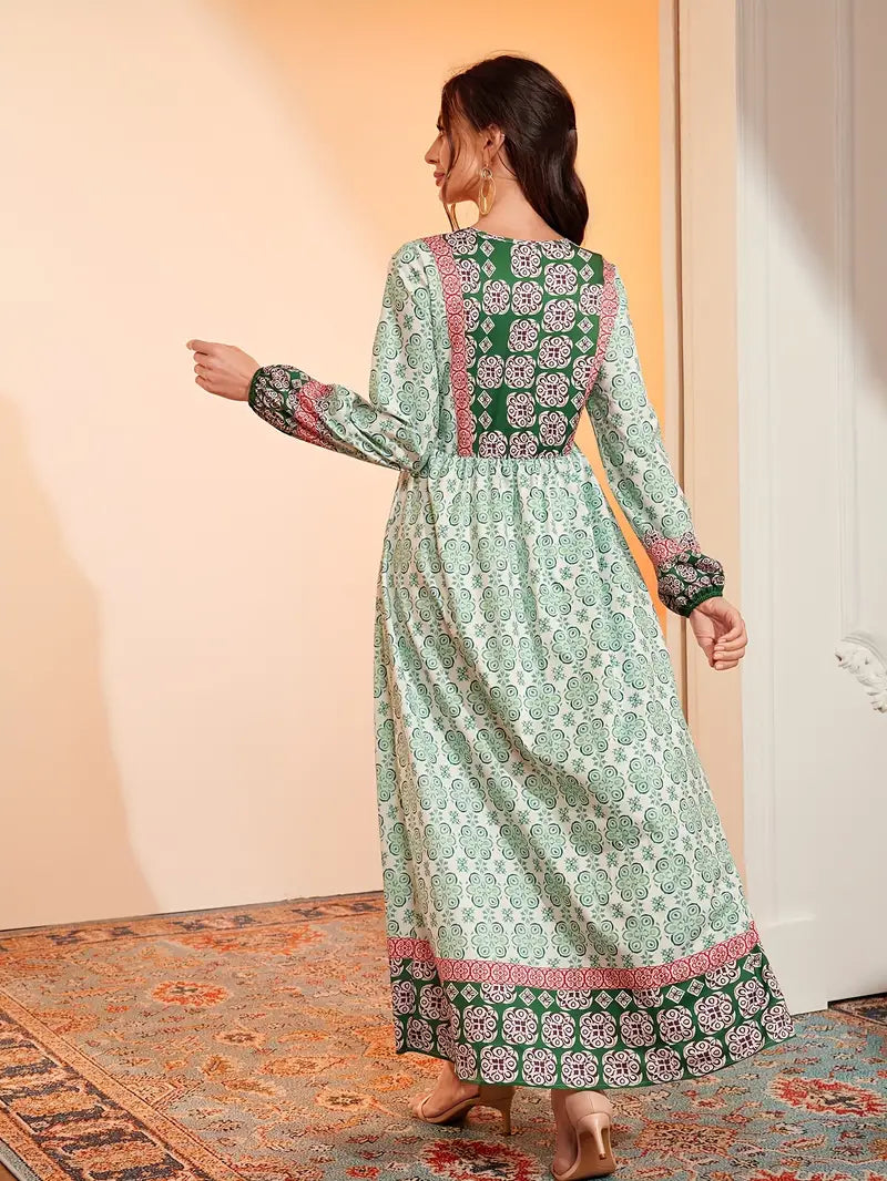 Elegant Long Sleeve All-Over A Line Maxi in - by Malbusaat