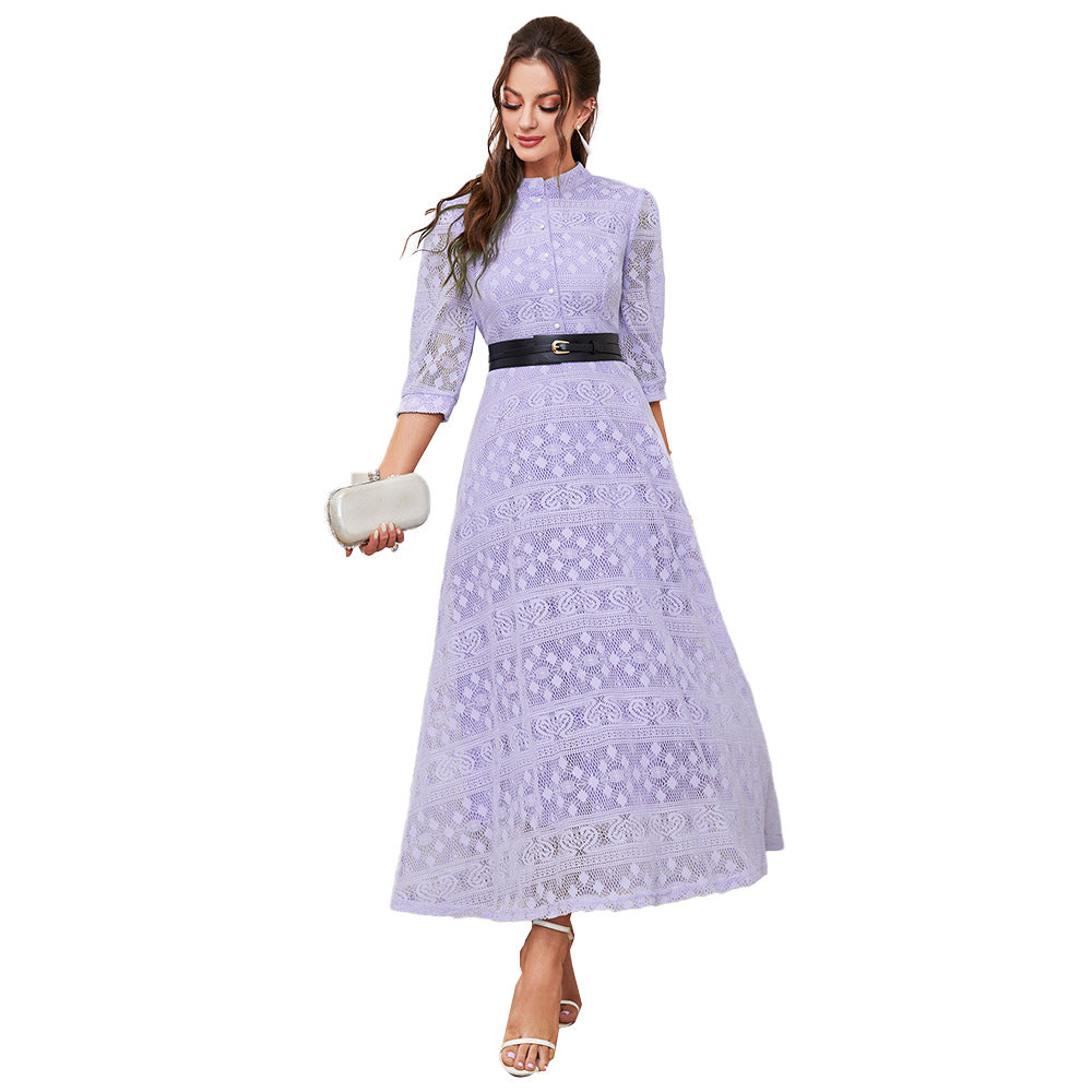 Elegant Mesh High Waist Maxi in Purple - by Malbusaat