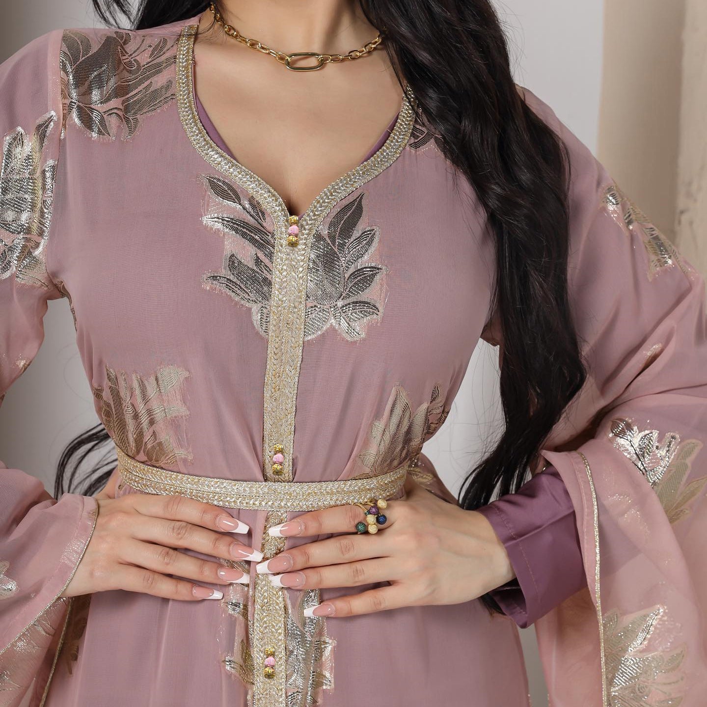 Elegant Plus Size Bronzing Chiffon Maxi in - by Malbusaat