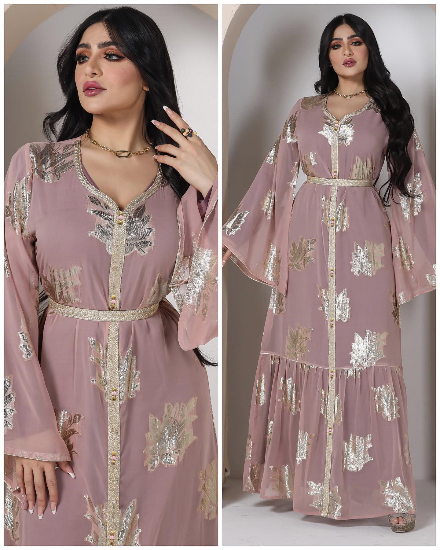 Elegant Plus Size Bronzing Chiffon Maxi in - by Malbusaat