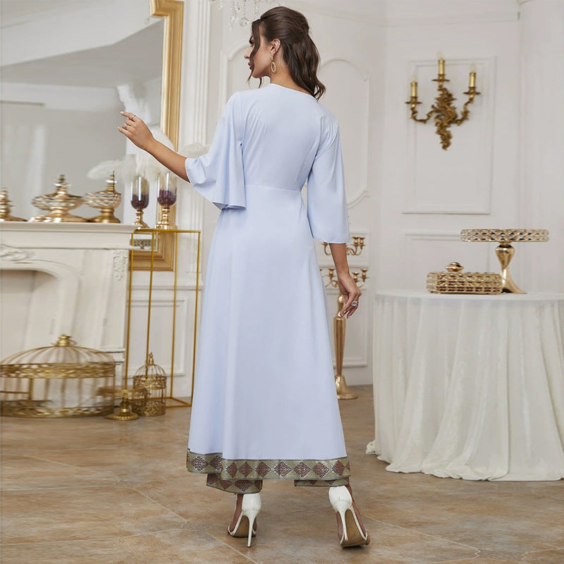 Elegant Ruffle Sleeve Round Neck Maxi in - by Malbusaat