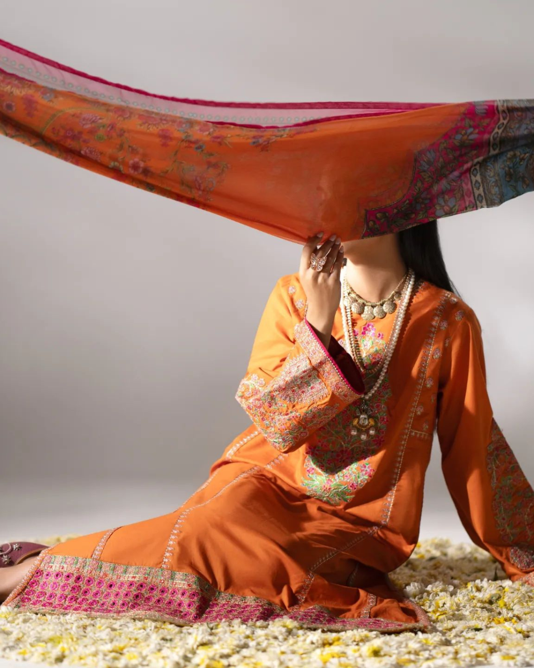 Elegant Vibrant Cotton 3PC Suit in - Pakistani Dresses by Malbusaat