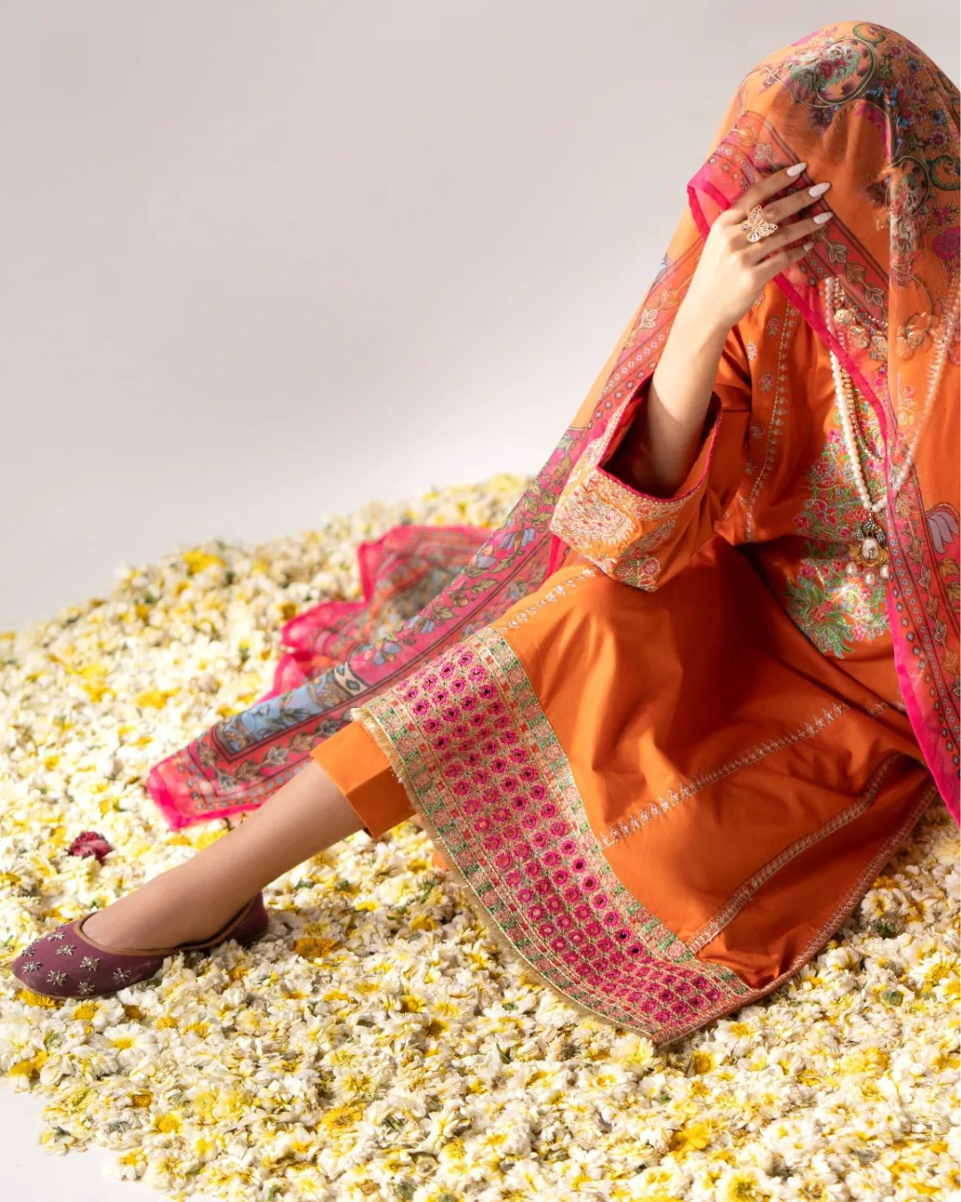 Elegant Vibrant Cotton 3PC Suit in - Pakistani Dresses by Malbusaat