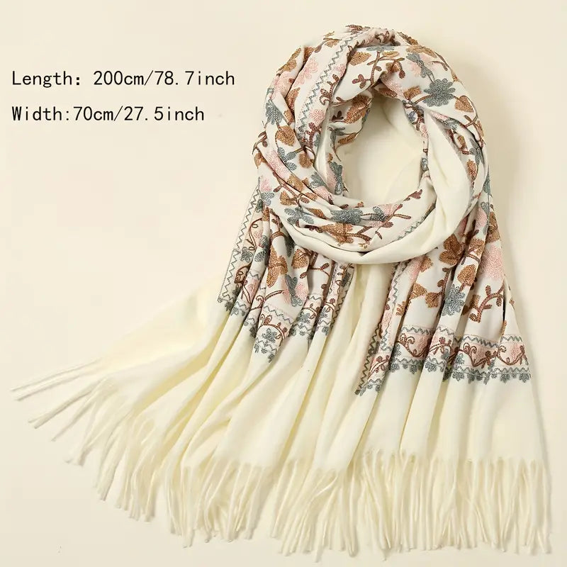 Elegant Warm Tassel Scarf in - Scarves by Malbusaat