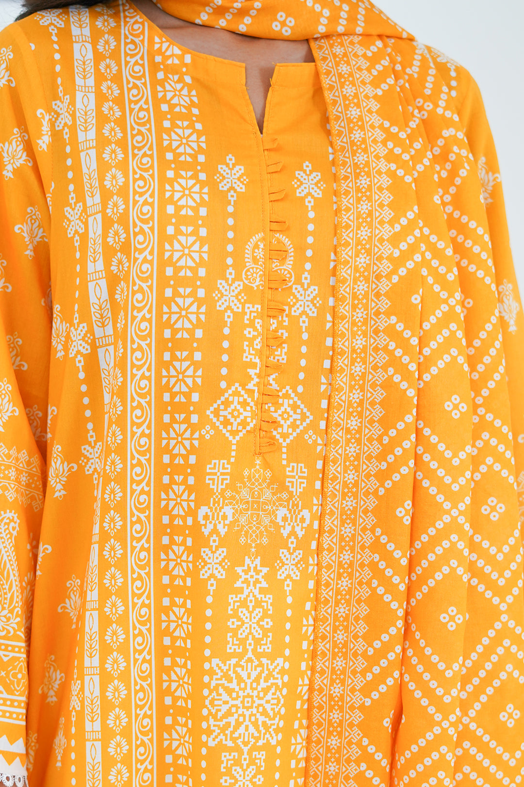 Embroidered Mustard Yellow Kurta in - Pakistani Dresses by Malbusaat