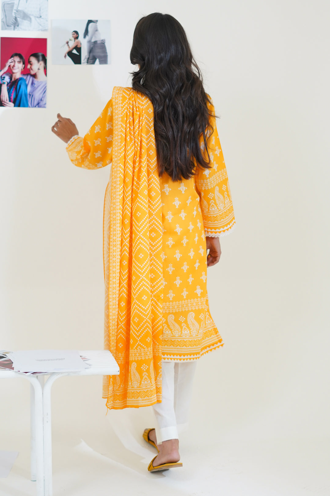 Embroidered Mustard Yellow Kurta in - Pakistani Dresses by Malbusaat