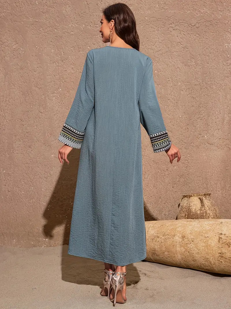 Ethnic Pattern Loose Maxi in - Maxi Dress by Malbusaat