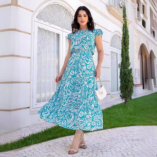 Floral Maxi Dress with Short Sleeve Top in - by Malbusaat