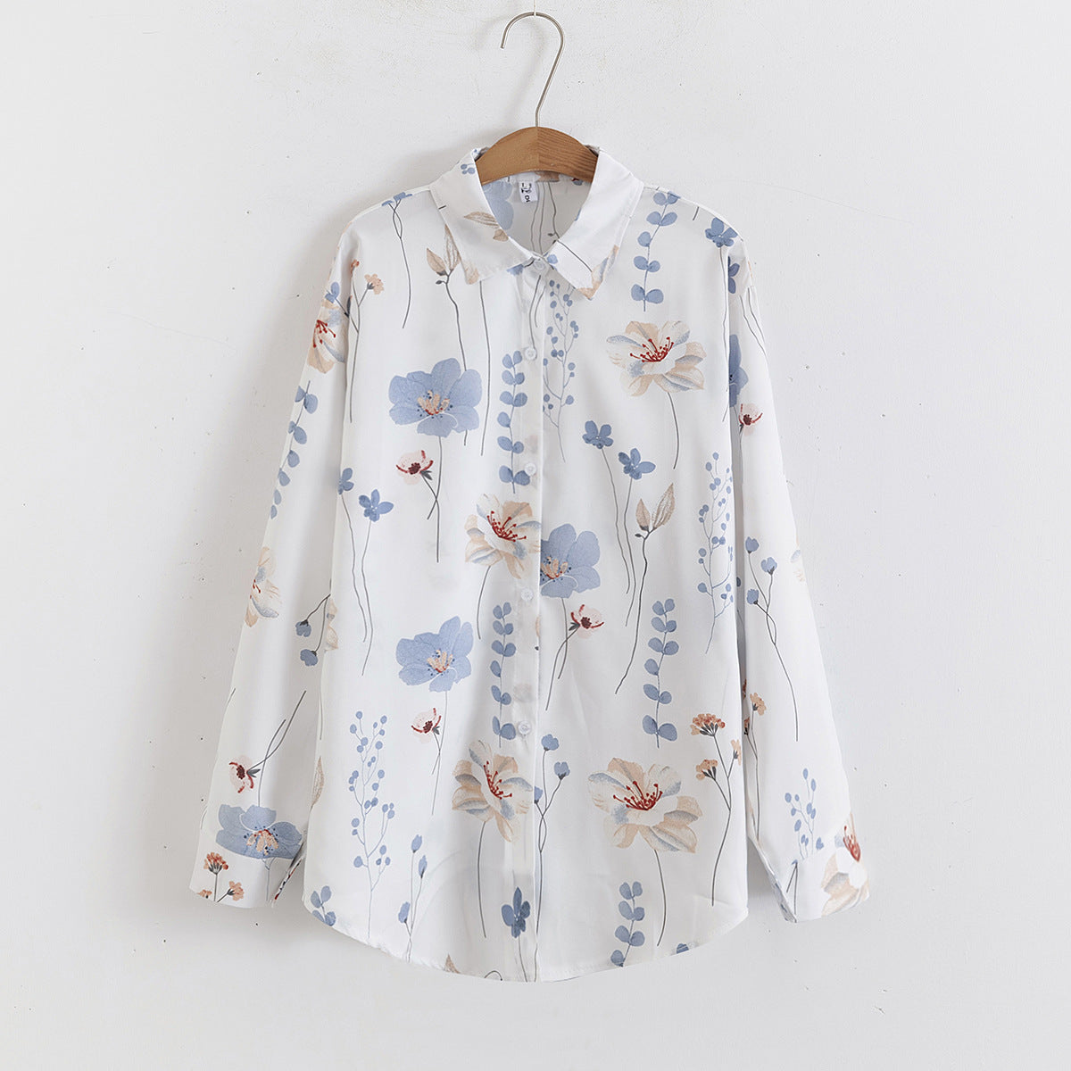 Floral Print Collared Long Sleeve Shirt Top in - by Malbusaat