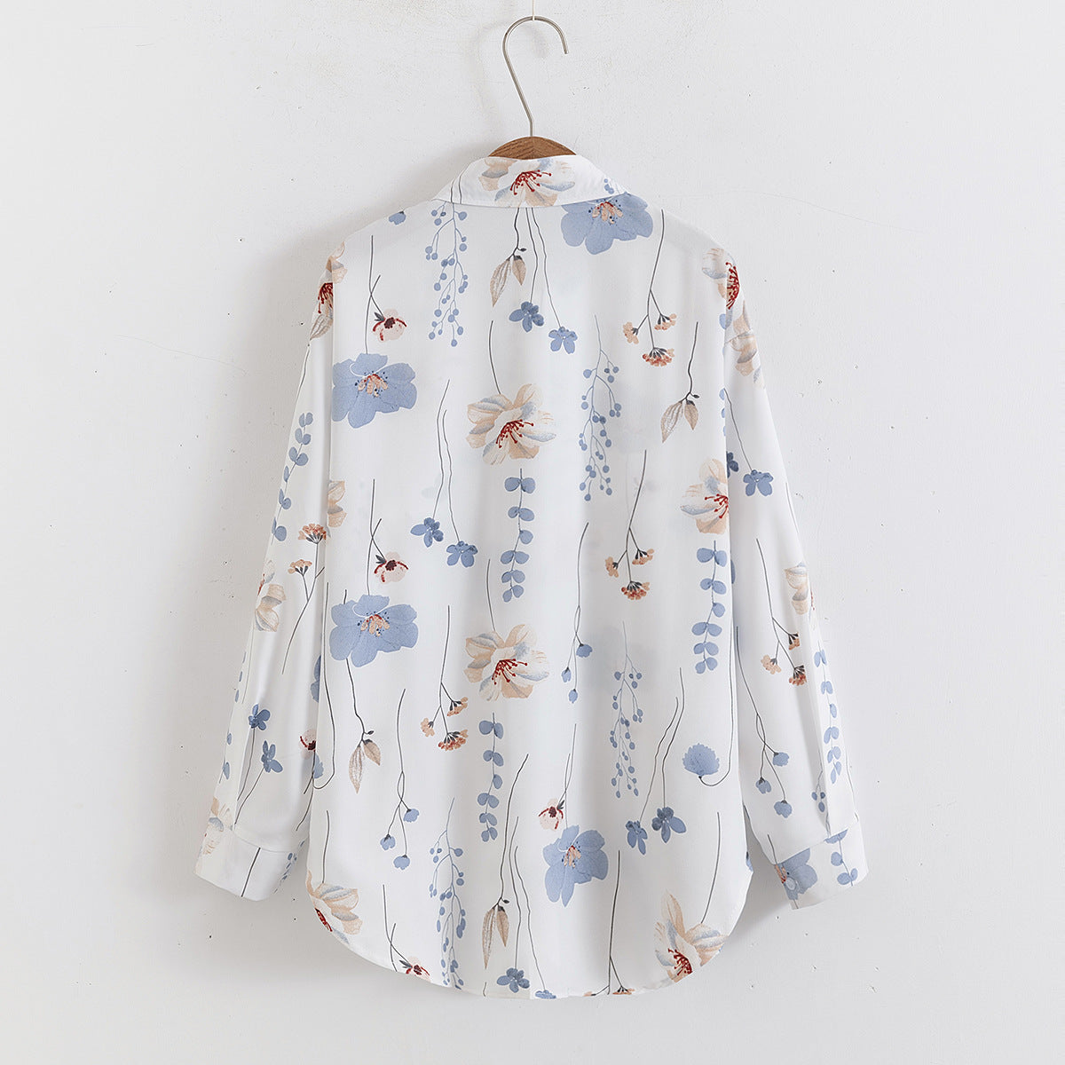 Floral Print Collared Long Sleeve Shirt Top in - by Malbusaat