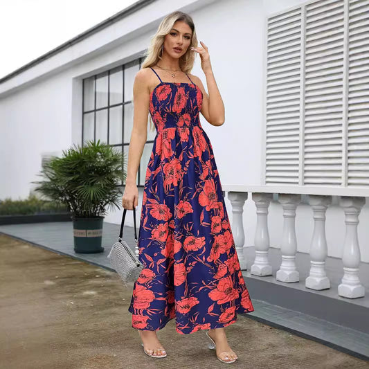 Floral Spaghetti Strap Backless Maxi in - by Malbusaat