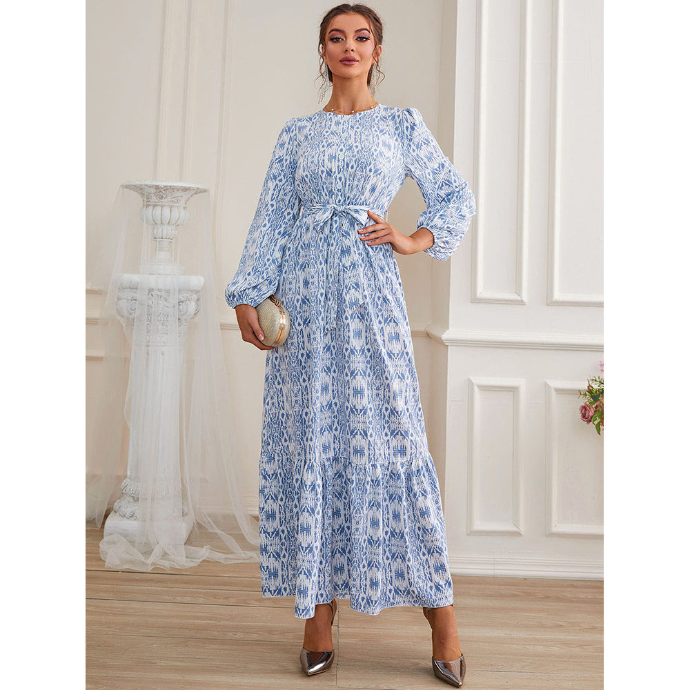 French Printed Tea Maxi in Light Blue - by Malbusaat
