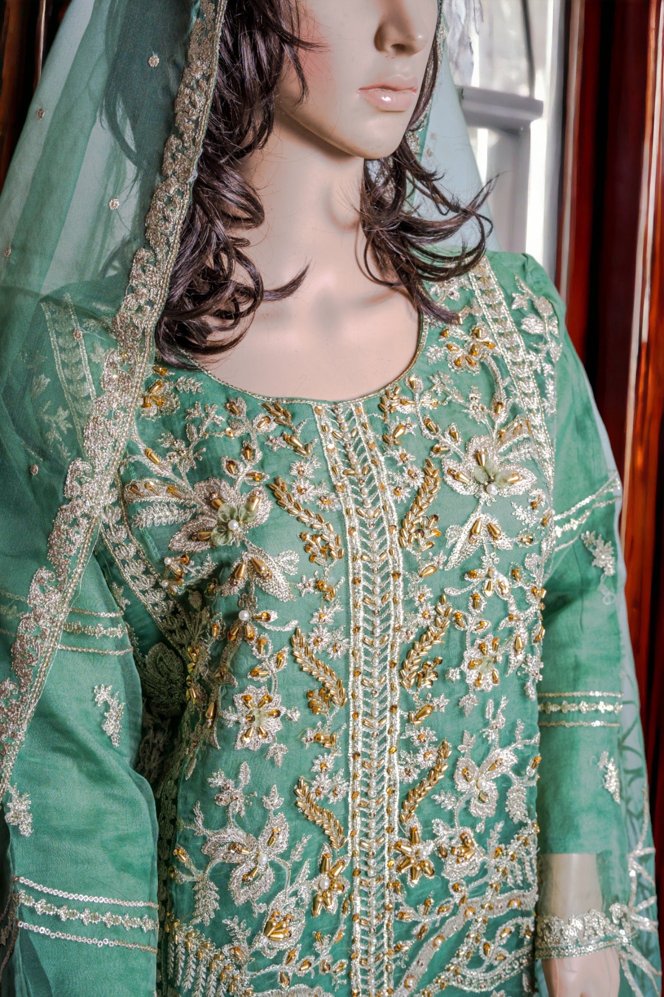 HEAVY WORK FORMAL DRESS WITH ORGANZA DUPATTA in - Pakistani Dress by Malbusaat