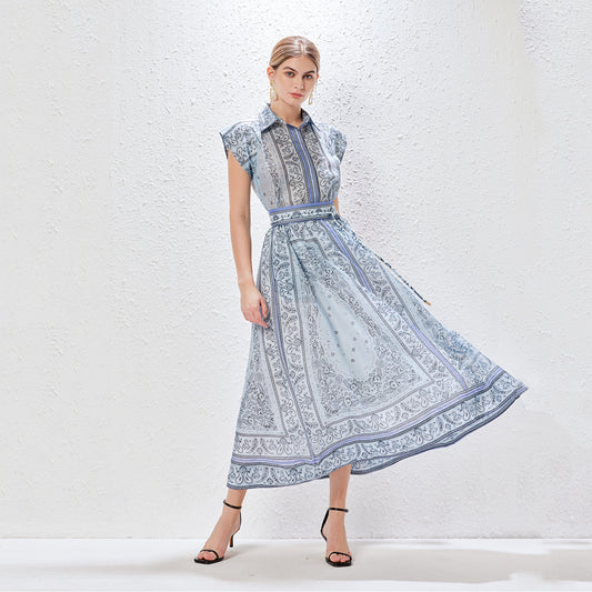 High-End Paisley Printed Two-Piece Set A Line Skirt in - by Malbusaat
