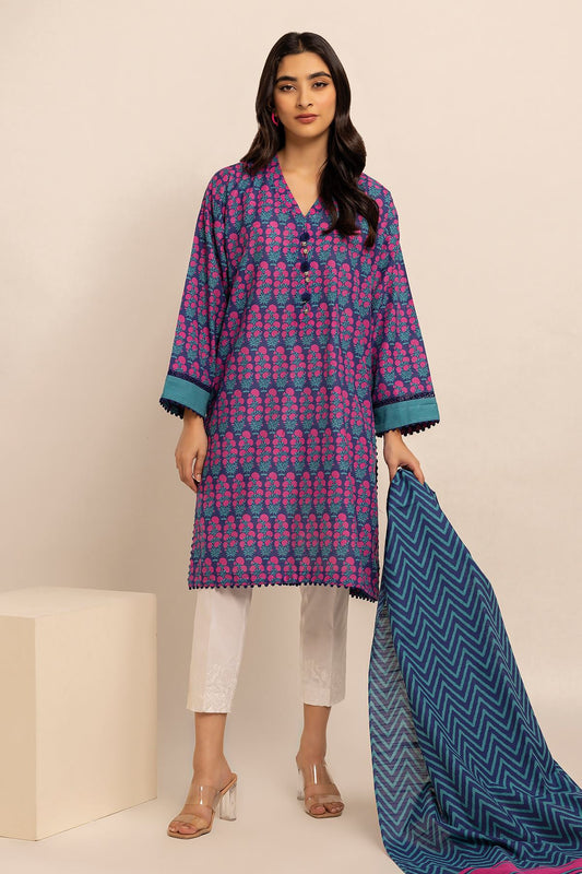 Khaddar Printed Unstitched Fabrics 2 Piece Top Dupatta in - by Malbusaat