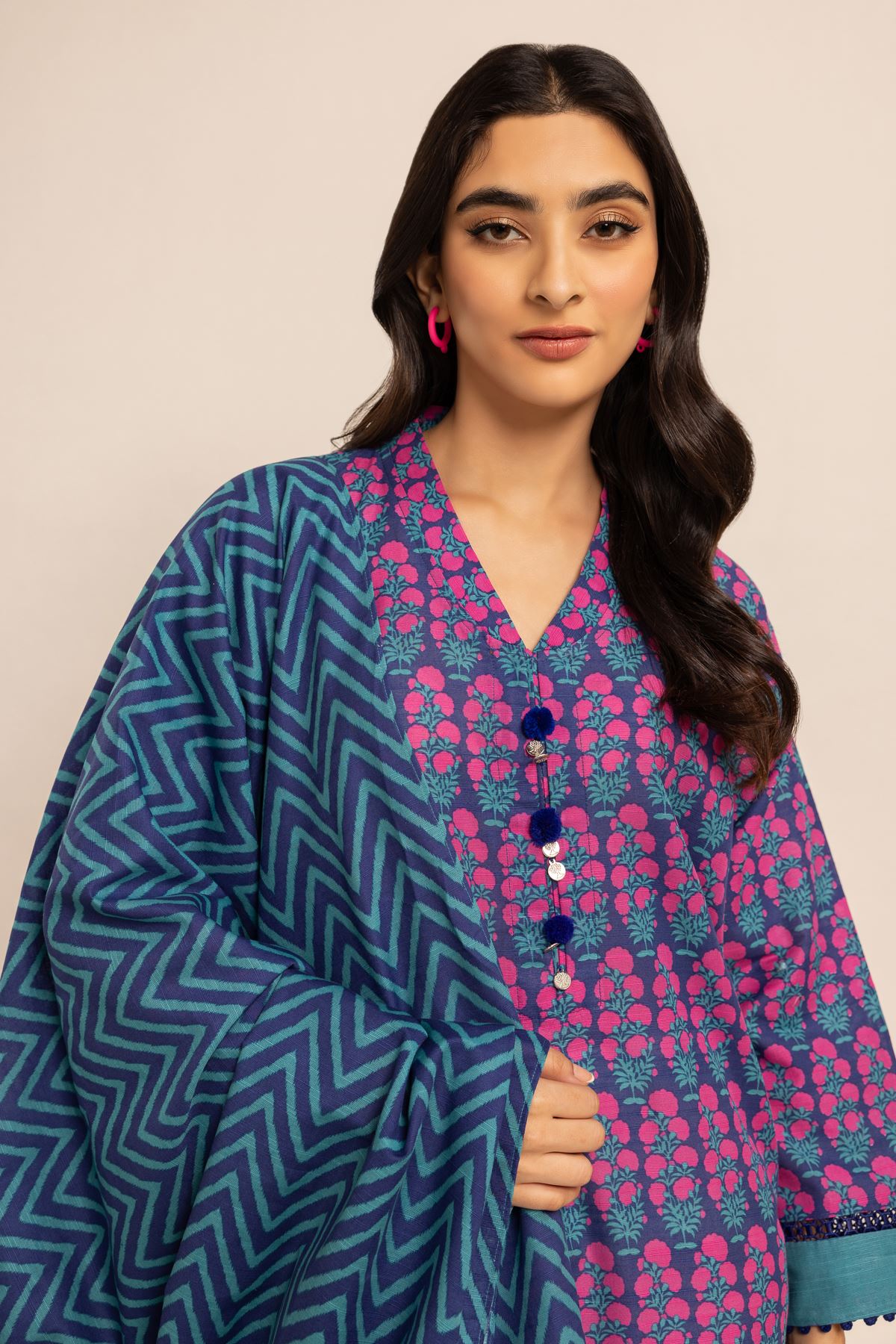 Khaddar Printed Unstitched Fabrics 2 Piece Top Dupatta in - by Malbusaat