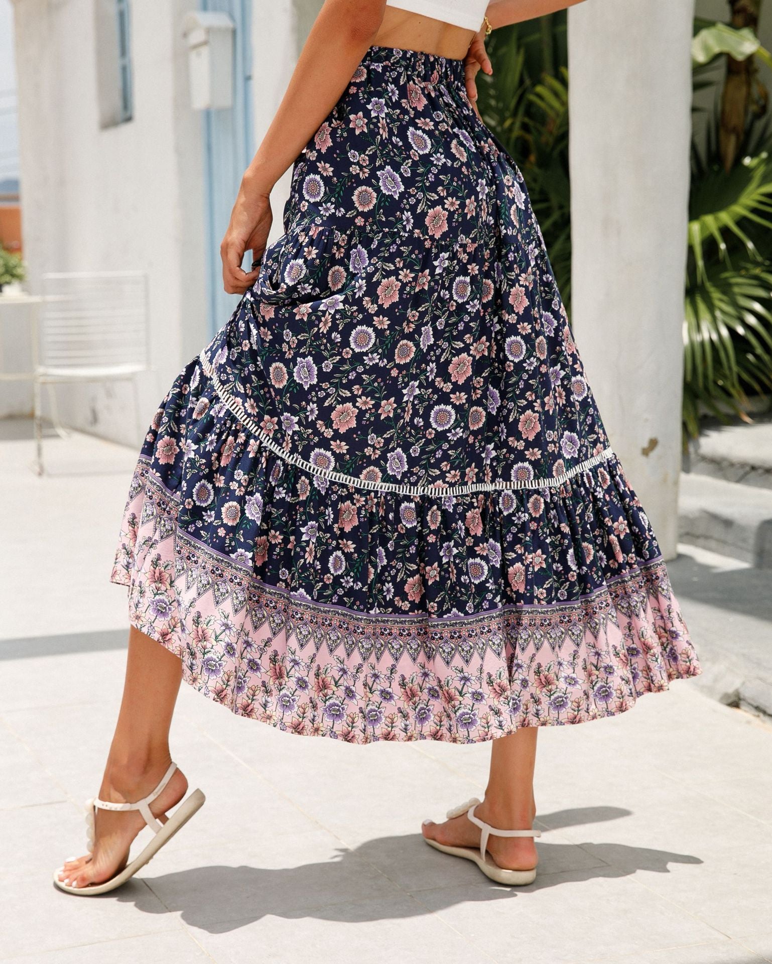 Lace Patchwork Rayon Bohemian Skirt in - by Malbusaat