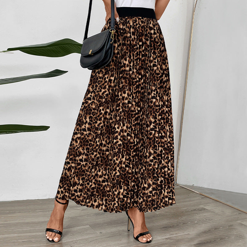 Leopard Print Pleated Office Skirt in - by Malbusaat
