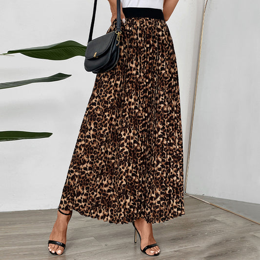 Leopard Print Pleated Office Skirt in - by Malbusaat