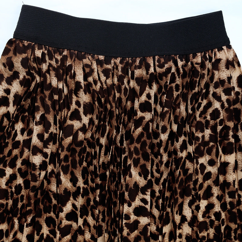 Leopard Print Pleated Office Skirt in - by Malbusaat