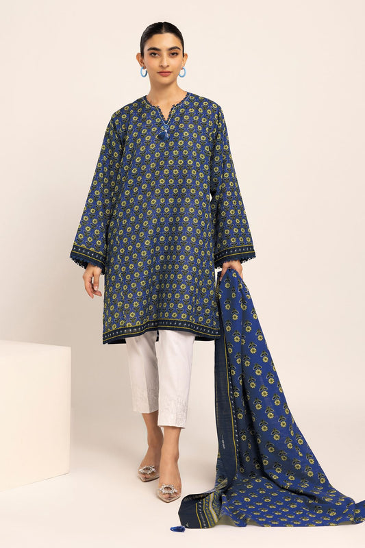 Light Khaddar Printed Unstitched Fabrics 2 Piece Top Dupatta in - by Malbusaat
