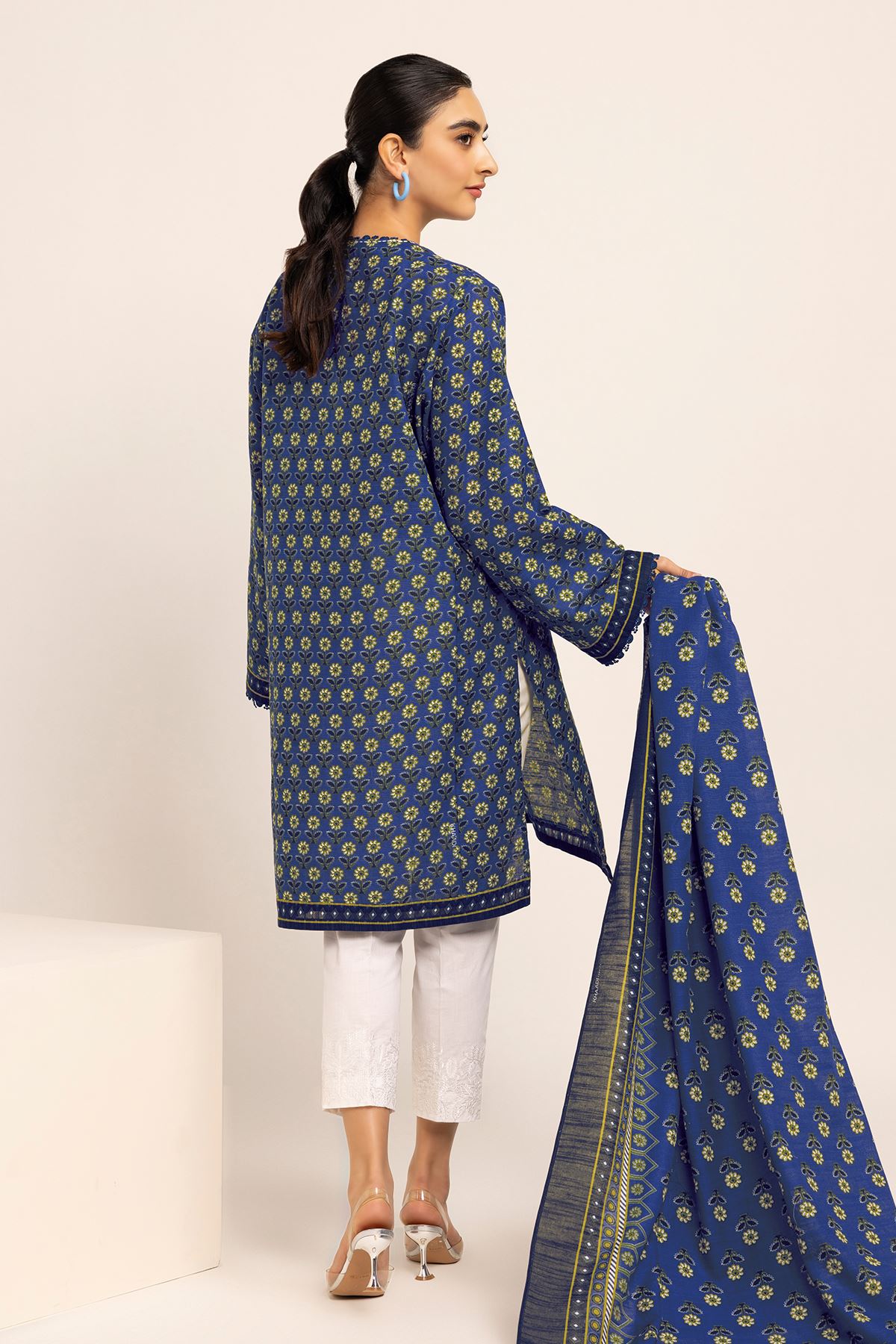 Light Khaddar Printed Unstitched Fabrics 2 Piece Top Dupatta in - by Malbusaat