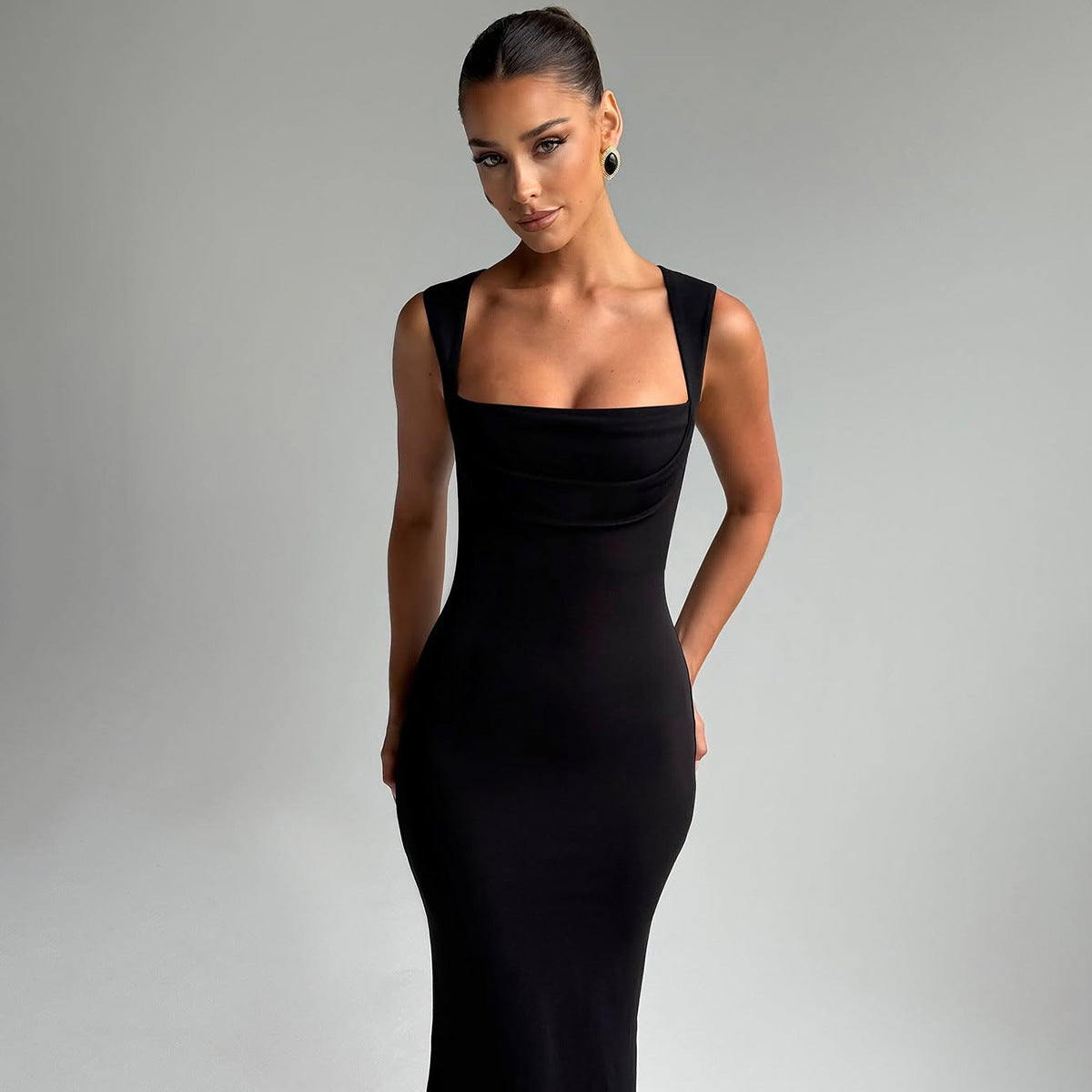 Square Neck Sleeveless Bodycon Maxi