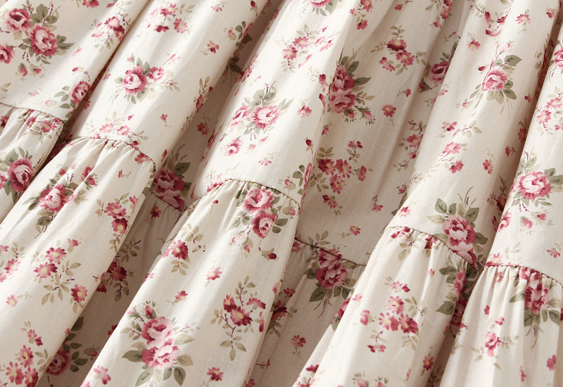 Pastoral Floral Tiered Lace Skirt in - by Malbusaat