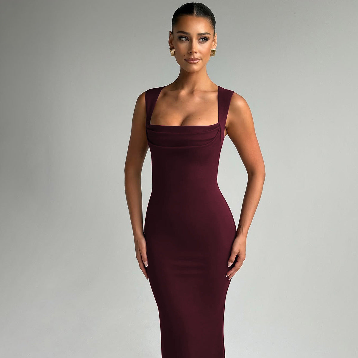 Square Neck Sleeveless Bodycon Maxi