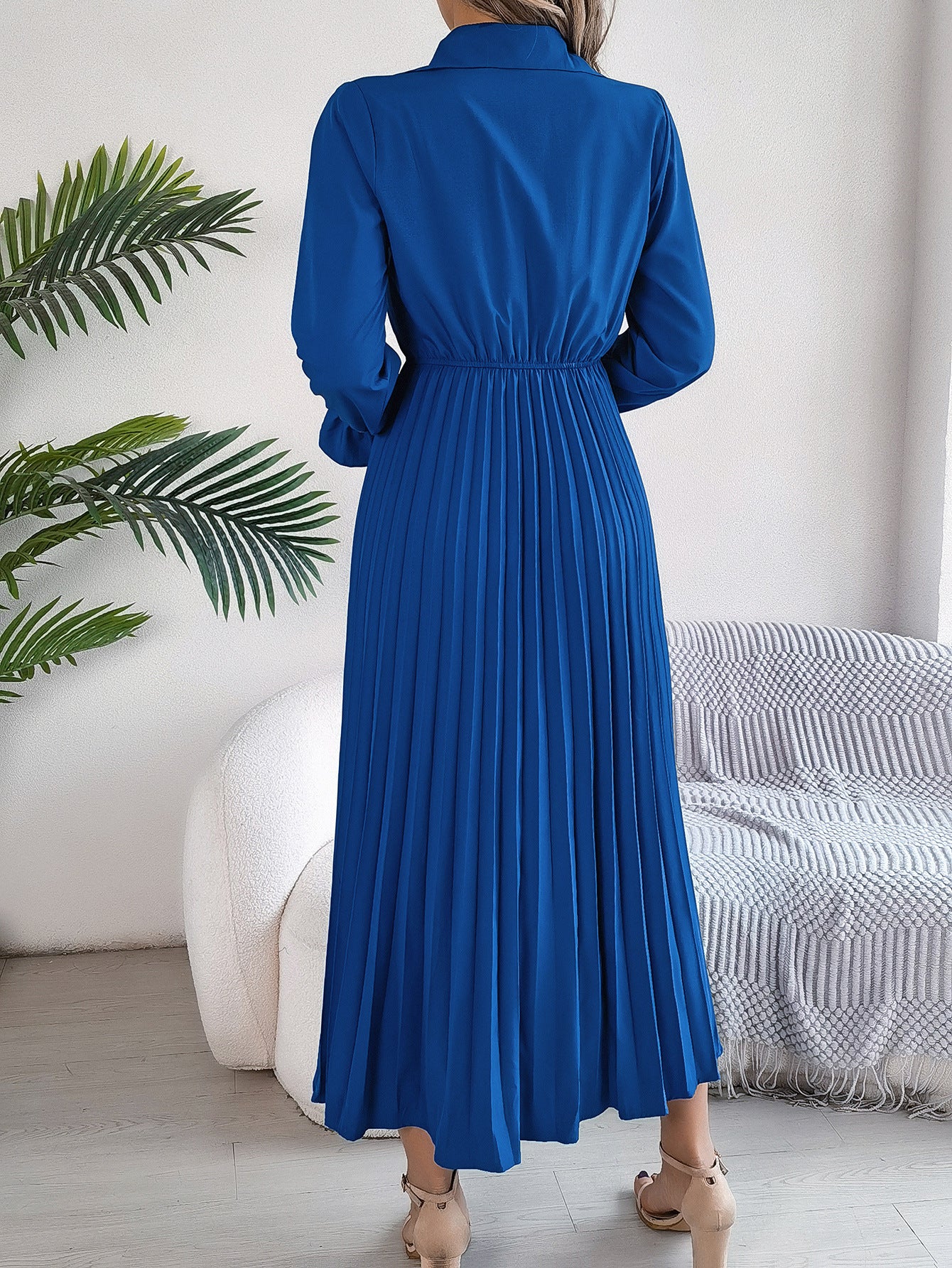 Elegant Collared Maxi Dress in - by Malbusaat
