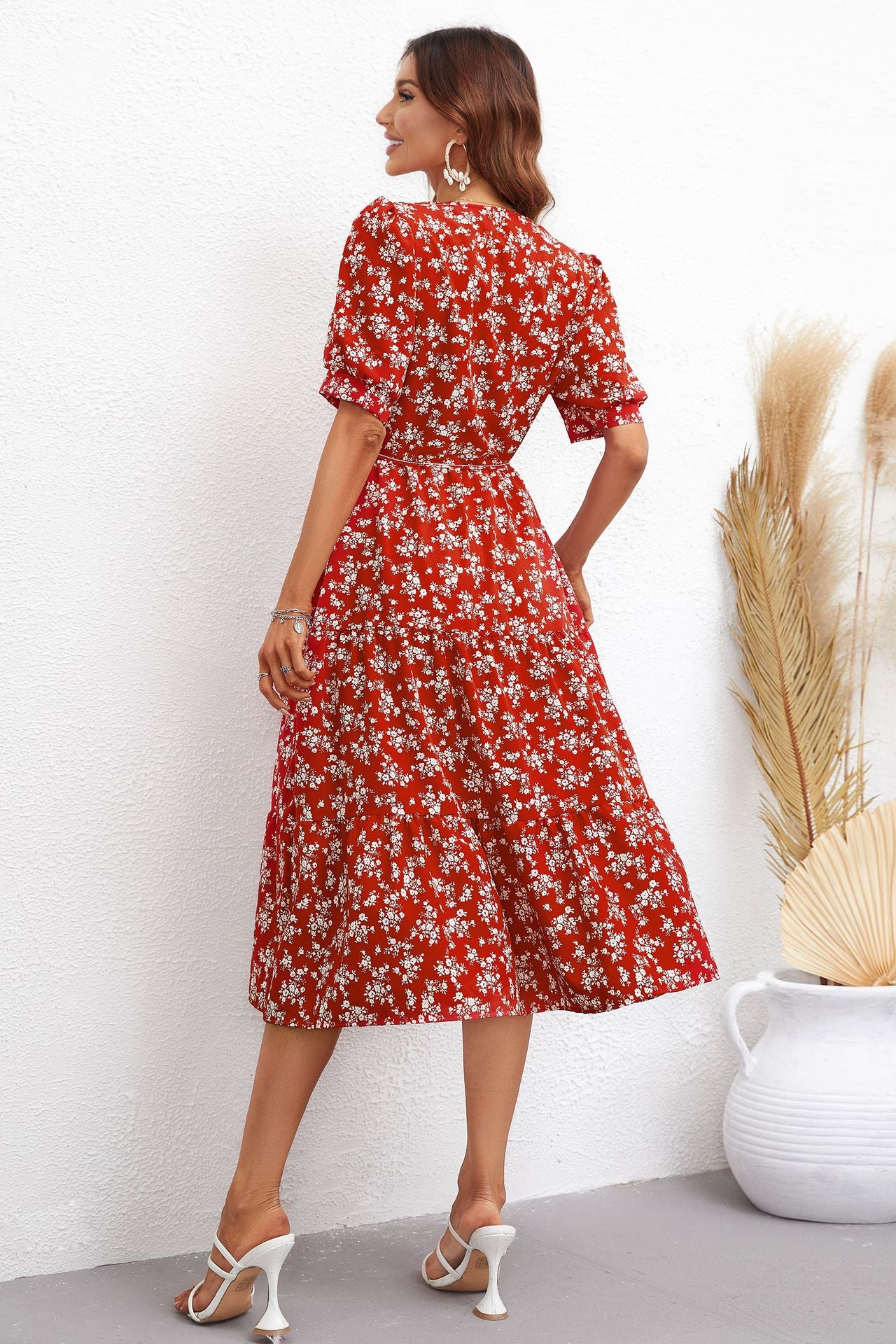 Elegant Floral Collared Maxi Dress in - by Malbusaat