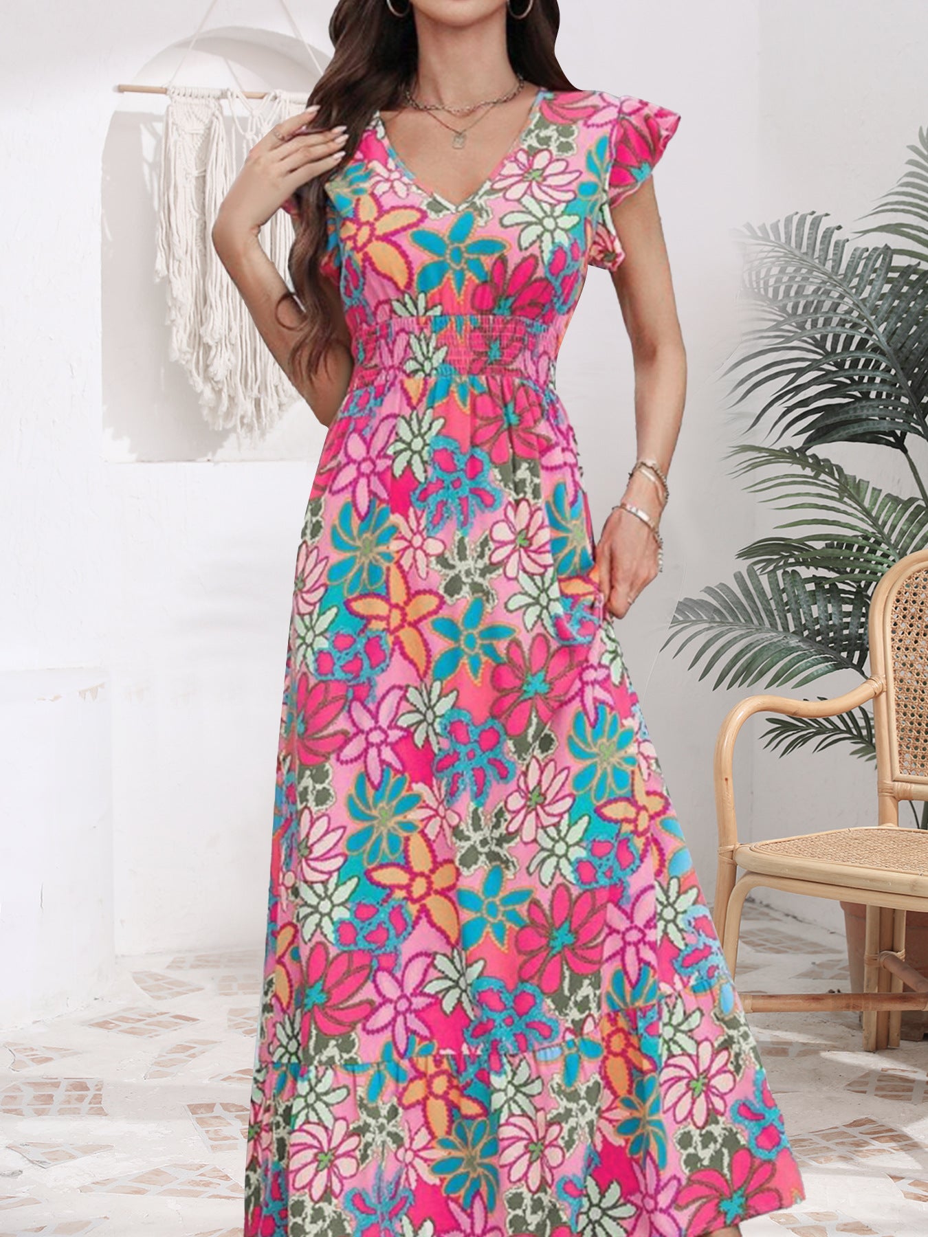 Sweet Summer Floral Dress in - by Malbusaat