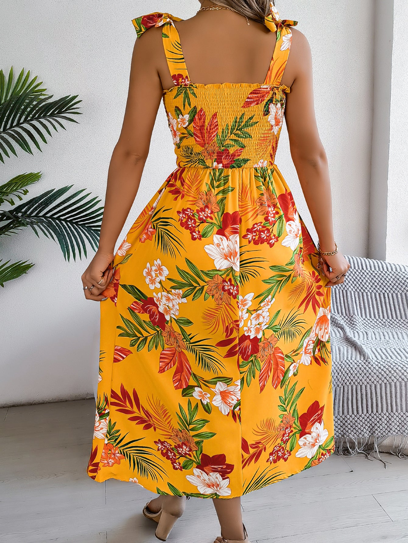Boho Floral Maxi Dress in - by Malbusaat