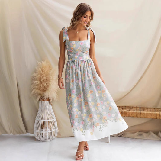 Holiday Floral Tight Waist Camisole Maxi in - by Malbusaat