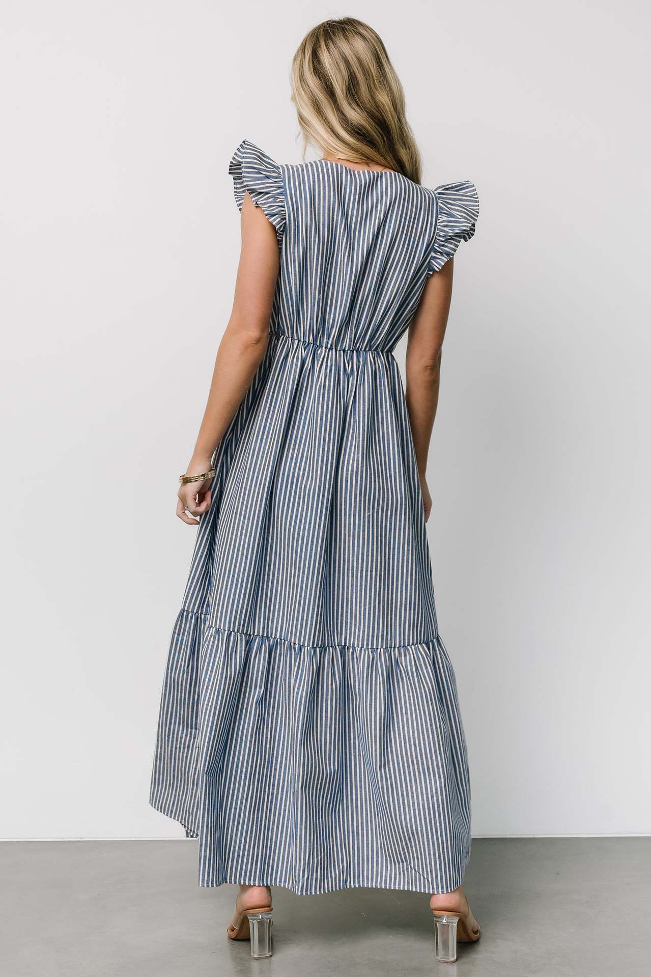Striped V-Neck Shirt Maxi in - by Malbusaat