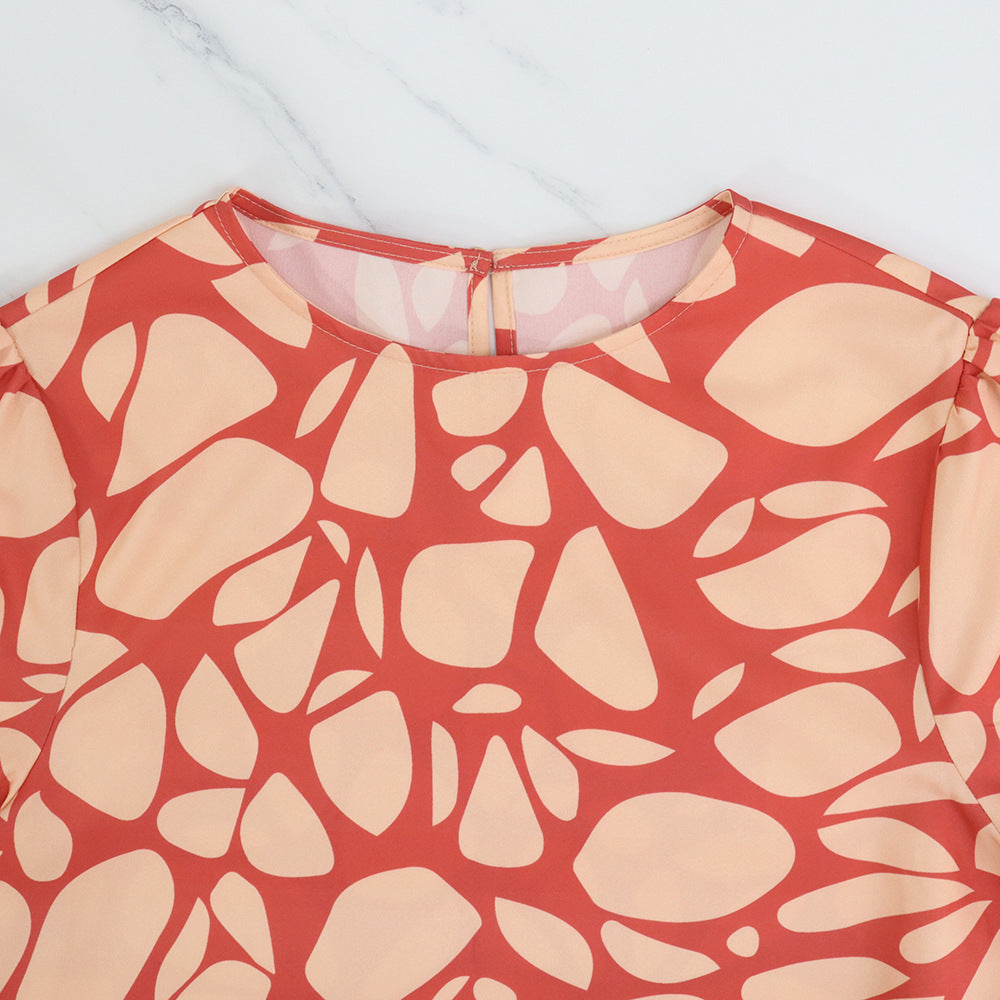 Elegant Women’s Printed A-Line Dress with Skirt in - by Malbusaat