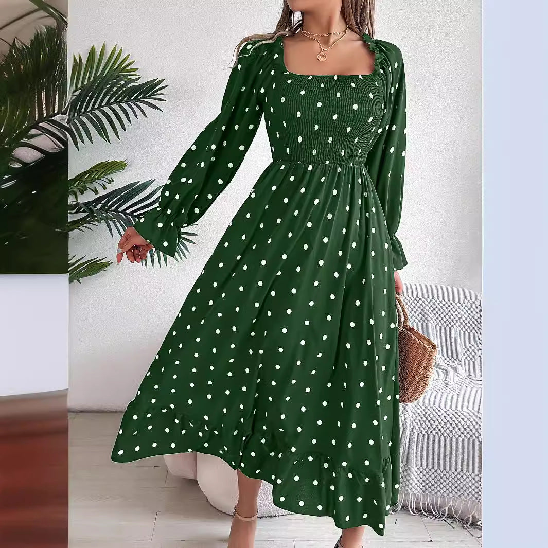 Elegant Polka Dot Maxi Dress in - by Malbusaat