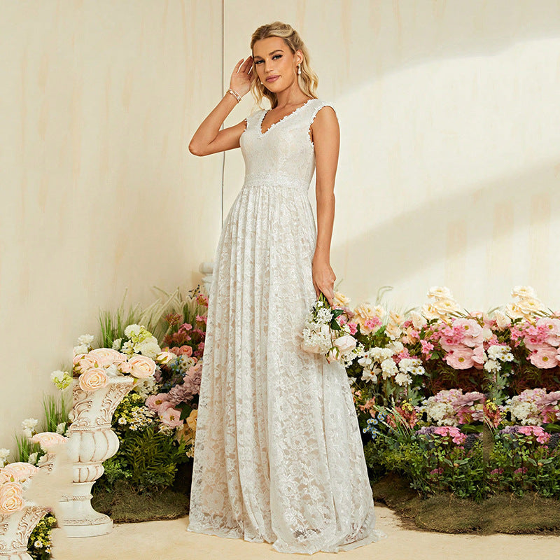 Elegant Lace Maxi Dress in - by Malbusaat